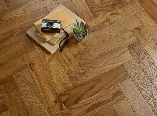 Evolve Mayfair, Engineered Oak Flooring, Herringbone, Cognac, Brushed & Lacquered, 90x15x400mm