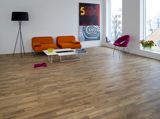 Junckers Solid Nordic Oak 2-Strip Flooring, Ultra Matt Lacquered, Variation, 129x22mm