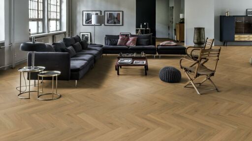 Kahrs Herringbone Oak CD Grey Engineered Flooring, Natural, Light Smoked, Brushed & Oiled, 120x600x11mm