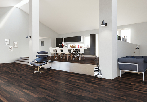 Junckers Solid Black Oak 2-Strip Flooring, Untreated, Harmony, 129x22mm Image 1