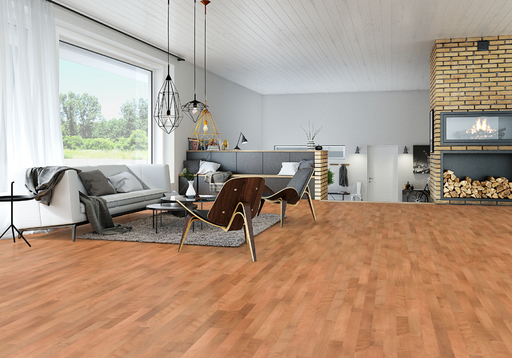 Junckers Beech SylvaRed Solid 2-Strip Wood Flooring, Ultra Matt Lacquered, Classic, 129x14 mm Image 1