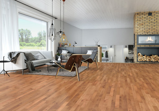 Junckers Beech SylvaRed Solid 2-Strip Wood Flooring, Silk Matt Lacquered, Harmony, 129x14mm Image 3