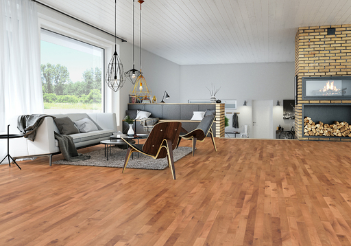 Junckers Beech SylvaRed Solid 2-Strip Wood Flooring, Silk Matt Lacquered, Variation, 129x22 mm Image 3