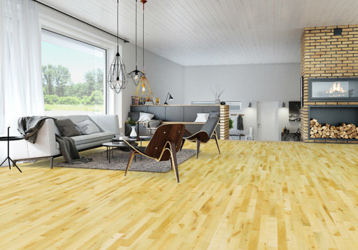 Junckers Beech Solid 2-Strip Wood Flooring, Silk Matt Lacquered, Variation, 129x14mm Image 3