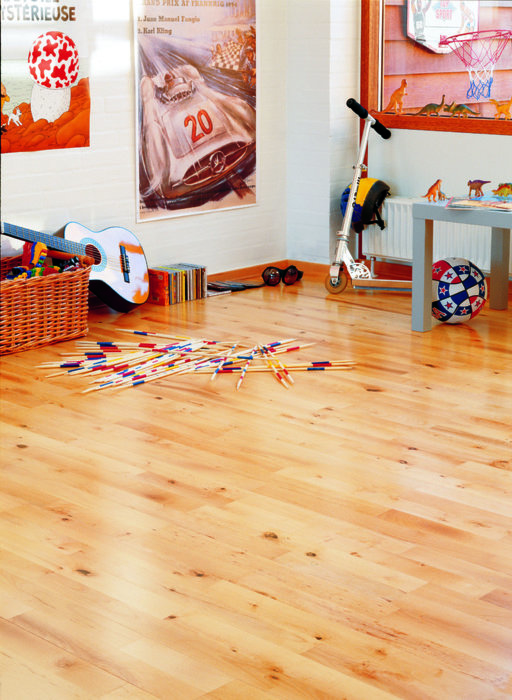 Junckers Beech Solid 2-Strip Wood Flooring, Silk Matt Lacquered, Variation, 129x22 mm Image 3