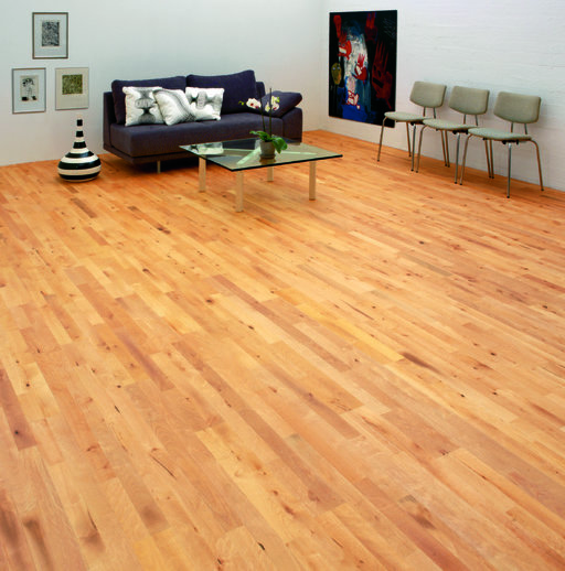 Junckers Beech Solid 2-Strip Wood Flooring, Silk Matt Lacquered, Variation, 129x22 mm Image 4
