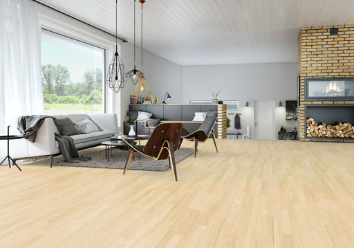 Junckers Nordic Light Ash 2-Strip Solid Wood Flooring, Ultra Matt Lacquered, Classic, 129x14mm Image 2