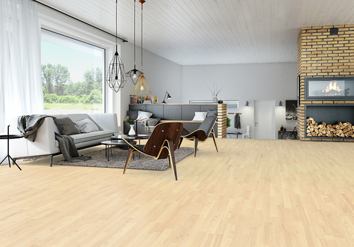 Junckers Nordic Light Ash 2-Strip Solid Wood Flooring, Ultra Matt Lacquered, Harmony, 129x22mm Image 2