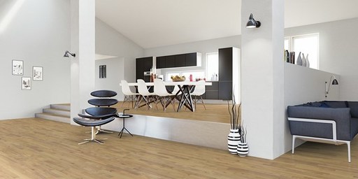 Junckers Solid Nordic Oak 2-Strip Flooring, Ultra Matt Lacquered, Harmony, 129x14mm Image 1