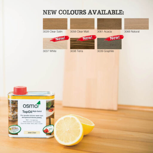 Osmo Top Oil, Wooden Worktop Oil, Clear Satin Finish, 0.5L Image 2