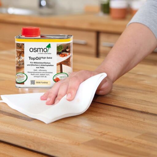 Osmo Top Oil, Wooden Worktop Oil, Clear Satin Finish, 0.5L Image 3