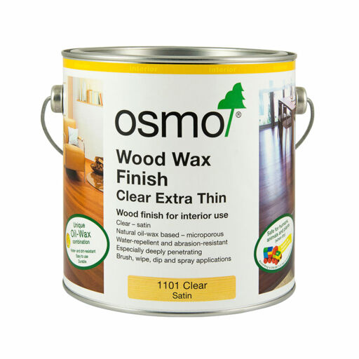 Osmo Wood Wax Finish Extra Thin, Clear Satin, 125ml Image 1