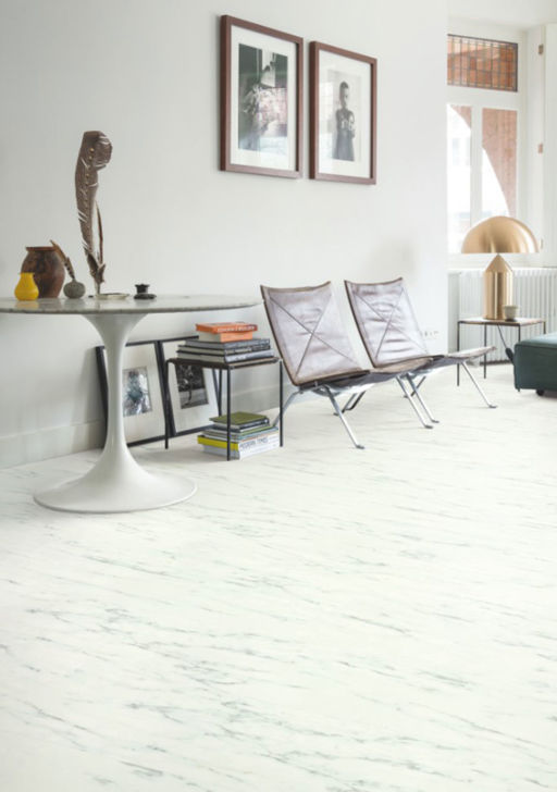 QuickStep Livyn Ambient Glue Plus Marble Carrara White Vinyl Flooring Image 2