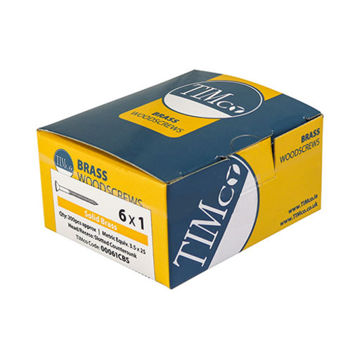 TIMco Solid Brass Woodscrews - SL - Countersunk 3.9x25mm Image 2