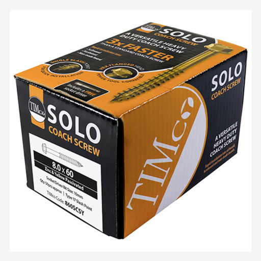 TIMco Solo Coach Screws - Hex Flange - Yellow 10.0x60mm Image 2