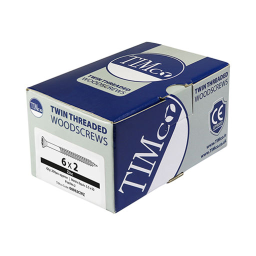 TIMco Twin-Thread Woodscrews - PZ - Double Countersunk - Zinc 3.0 x 12 mm Image 2