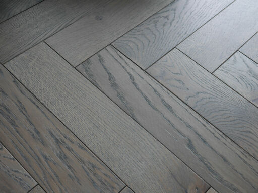 Tradition Engineered Oak Herringbone Flooring, Grey, Hardwax Oiled, 90x18x400mm Image 1