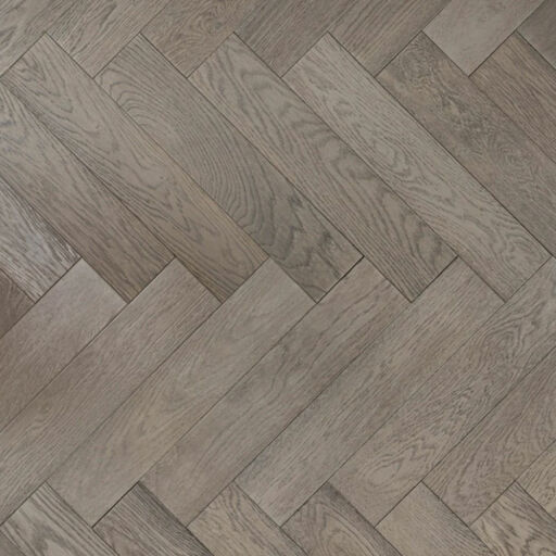 Tradition Engineered Oak Parquet Flooring, Gunmetal Grey, Prime, Brushed, Matt Lacquered, 125x18x600mm Image 1