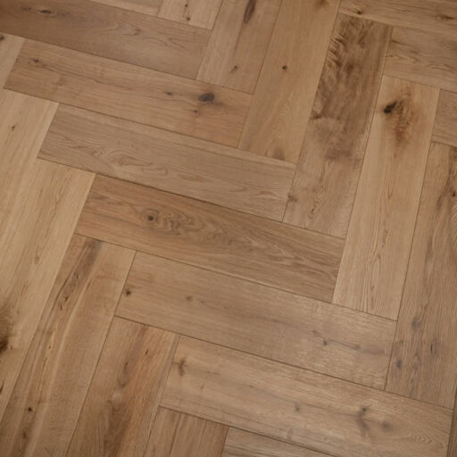 Tradition Engineered Oak Parquet Flooring, Herringbone, Natural, Brushed, Lacquered, 150x14x600mm Image 3