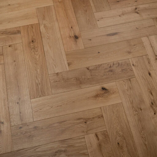 Tradition Engineered Oak Parquet Flooring, Herringbone, Natural, Brushed, Lacquered, 150x14x600mm Image 4