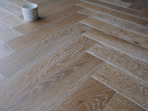 Tradition Engineered Oak Parquet Flooring, Herringbone, Natural, Smoked White, 90x14x450mm Image 4