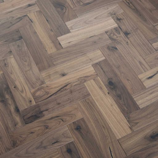 V4 Deco Parquet, Black Walnut Engineered Flooring, Rustic, UV Oiled, 90x14x400mm Image 3