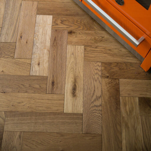 V4 Deco Parquet, Smoked Oak Engineered Flooring, Rustic, Brushed & Hardwax Oiled, 90x14x400mm Image 2
