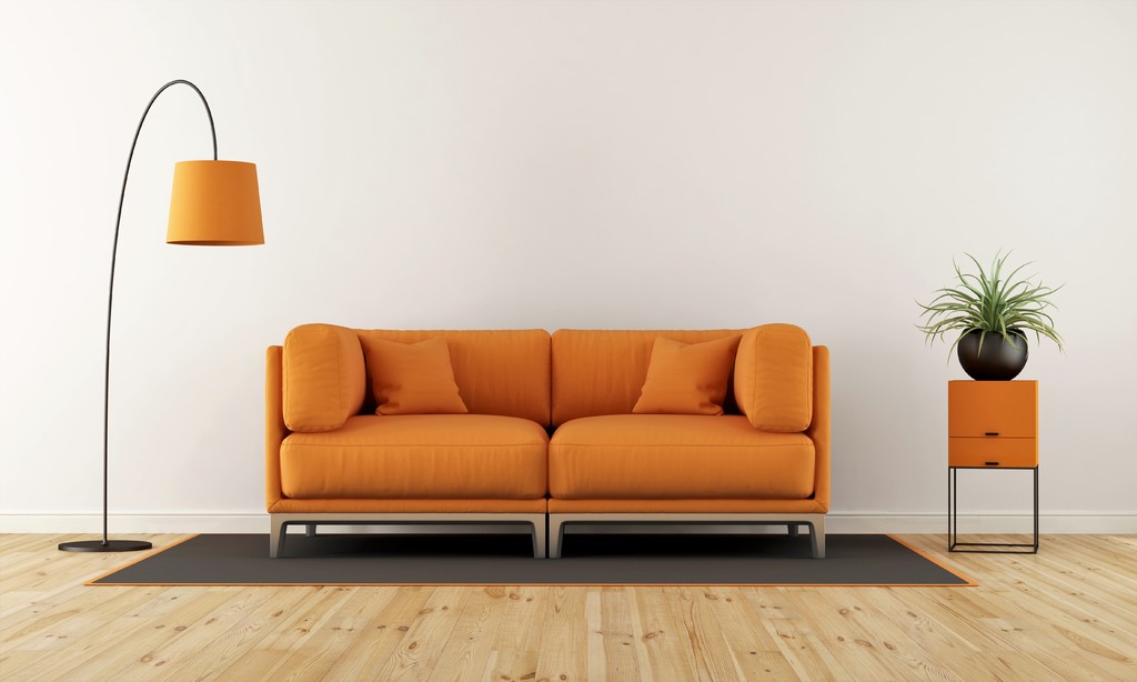 Laminate Flooring in Orange Living Room