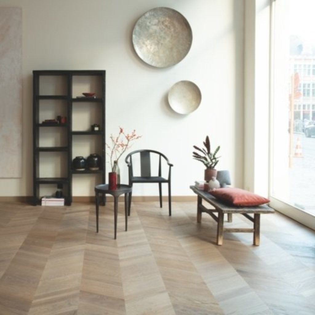 Chevron parquet flooring