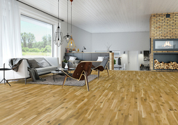 Junckers Solid Oak 2-Strip Flooring, Ultra Matt Lacquered, Variation, 129x14mm