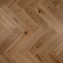 Tradition Engineered Oak Parquet Flooring, Herringbone, Natural, Brushed, Lacquered, 150x14x600mm