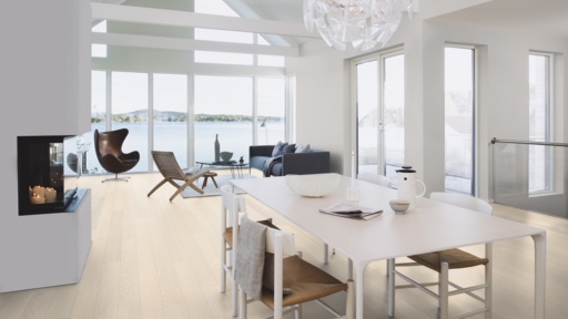 Boen Andante Ash Engineered Flooring, White Stained, Live Pure Lacquered, 138x3.5x14 mm