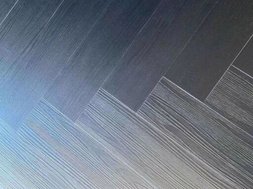 BML Jet Black Herringbone SPC Rigid Vinyl Flooring, 128x6.5x615 mm