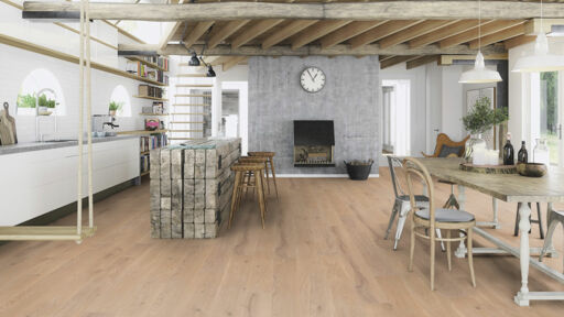 Boen Coral Oak Engineered Flooring, Brushed, White Stained, Oiled, 209x3.5x14mm