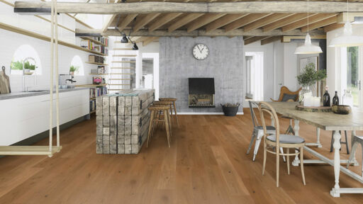 Boen Honey Oak Stonewashed Oak Flooring, Brushed, Oiled, Micro Bevel Edge, 138x3.5x14mm