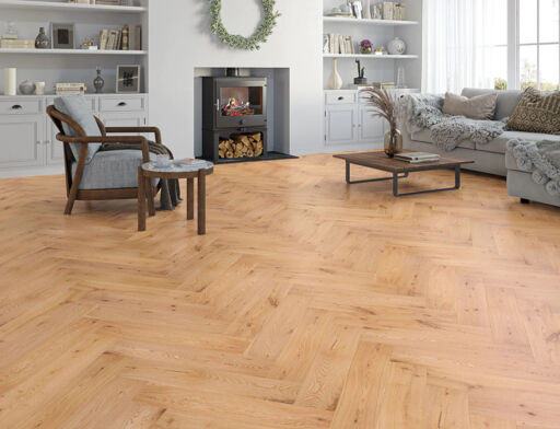 Harstad Engineered Oak Flooring, Herringbone, Rustic, Oiled, 125x15x600mm