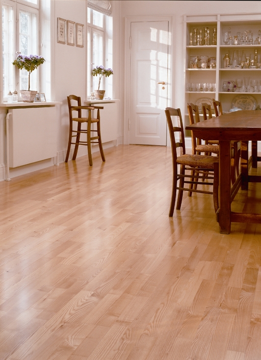 Junckers Light Ash Solid 2-Strip Wood Flooring, Silk Matt Lacquered, Classic, 129x22mm