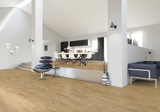 Junckers Solid Nordic Oak 2-Strip Flooring, Ultra Matt Lacquered, Classic, 129x22mm