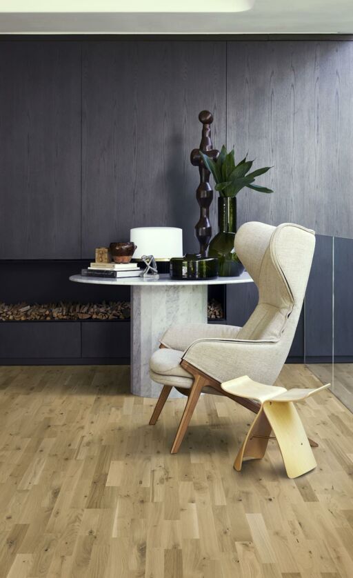 Kahrs Beyond Retro Strip Urban Brown Engineered 3-Strip Wood Flooring, Ultra Matt Lacquer, 200x15x2423mm