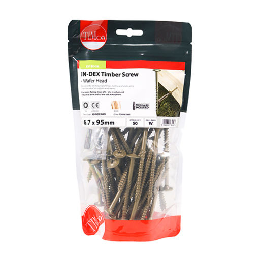 TIMco In-Dex Timber Screws - TX - Wafer - Exterior - Green 6.7x125mm Image 2