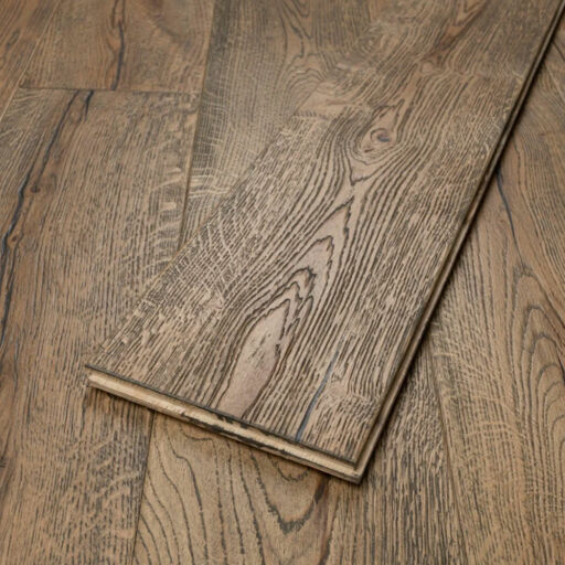 Tradition Antique Oak Engineered Flooring, Rustic, Distressed, Brushed, Dark Brown, 190x20x1900 mm