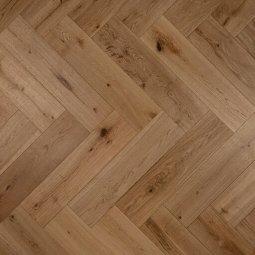 Tradition Engineered Oak Parquet Flooring, Herringbone, Natural, Brushed, Lacquered, 150x14x600mm