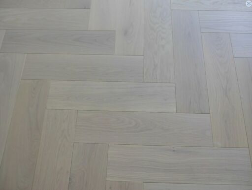 Tradition Engineered Oak Parquet Flooring, Herringbone, Prime, White Oiled, 150x14x600mm