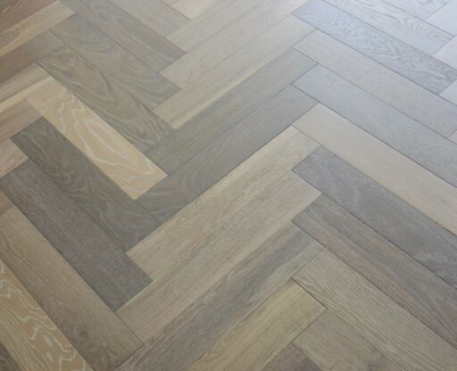 Tradition Engineered Oak Parquet Flooring, Herringbone, Smoke Grey, UV Oiled, 90x14x450mm Image 3