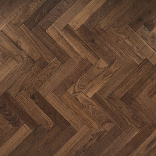 V4 Deco Parquet, Black Walnut Engineered Flooring, Rustic, UV Oiled, 90x14x400mm