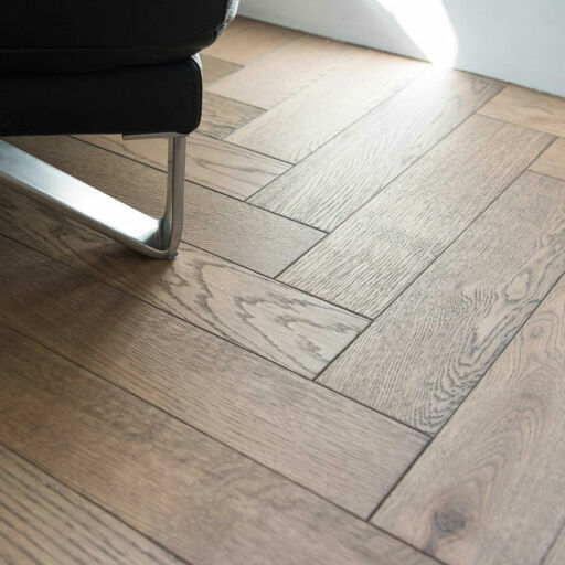 V4 Deco Parquet, Frozen Umber Engineered Oak Flooring, Rustic, Stained, Brushed & Hardwax Oiled, 90x14x400mm Image 2