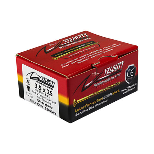 Velocity Premium Multi-Use Screws - PZ - Double Countersunk - Yellow 3.5x30mm Image 2