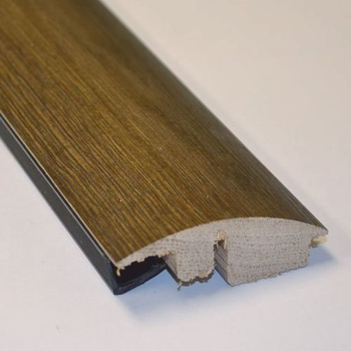 Solid Dark Oak Wood-To-Carpet (Semi-Ramp) Threshold, Lacquered, 90 cm