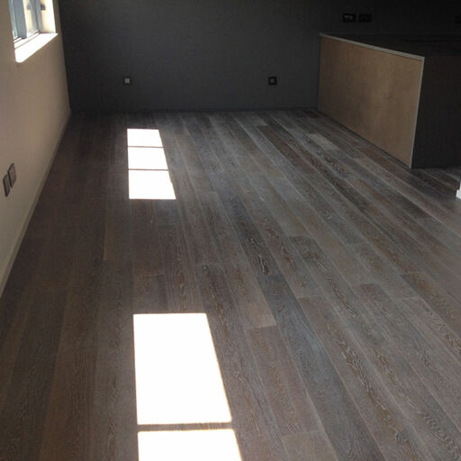 Xylo Grey Stained Engineered Oak Flooring, Rustic, Brushed, UV Oiled, 190x14x1900mm