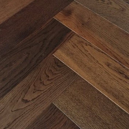 Elka Dark Smoked Oak Herringbone Engineered Flooring 14x3x600 Mm